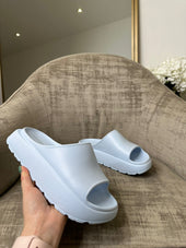 Carmen Chunky Platform Sliders - Sky Blue